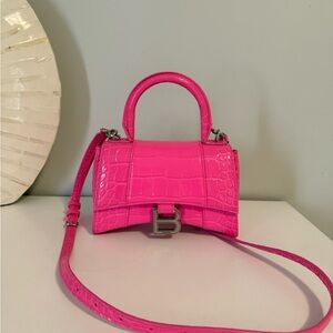 Balenciaga Pink Croc-Embossed Handbag